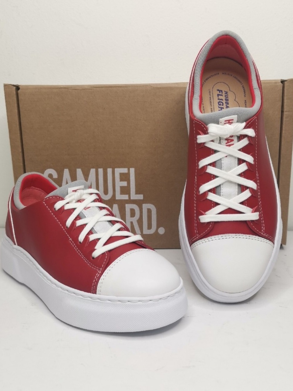 Samuel Hubbard Flight Solo Men's leather Sneakers in deep red and White size 13